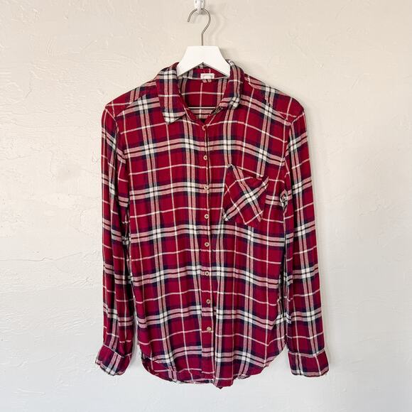 Garage Burgundy Plaid Button Down Shirt Extra Small - Picture 1 of 5